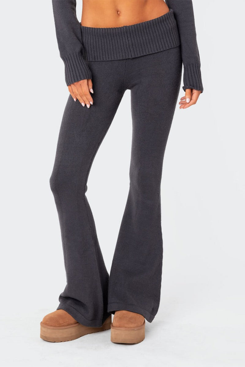 Ruched Crop Top & Flare Leg Trousers Set