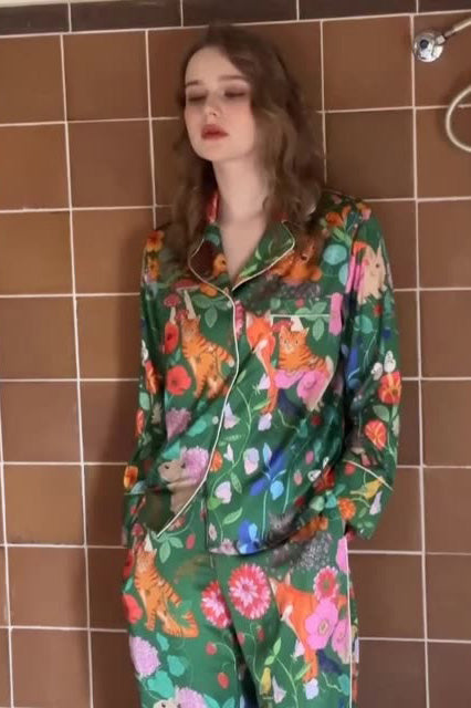 Coordinated Green Forest Garden Pajama Set
