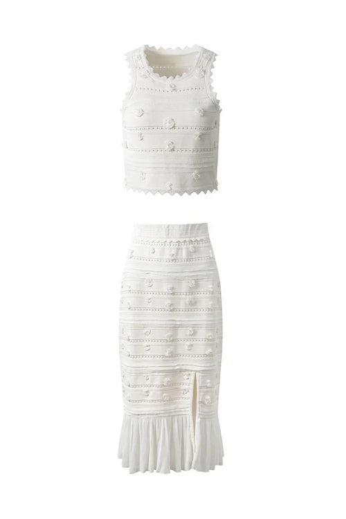 Coordinated Julia Embellished Hollow Out Knit Set