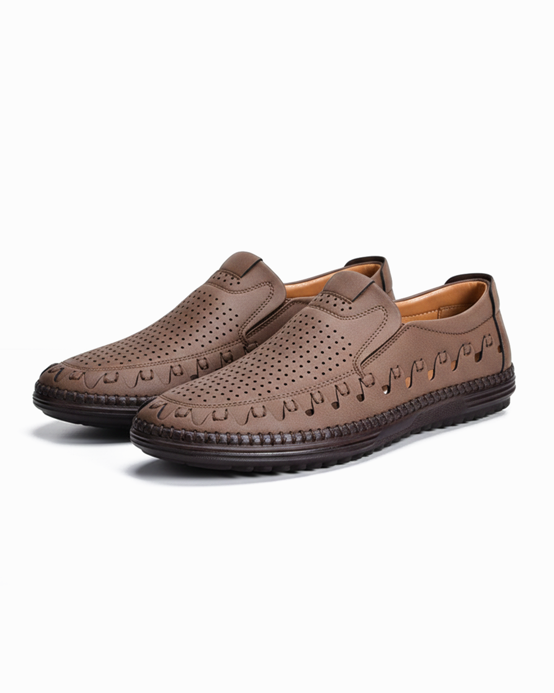 Cowhide Leather Slip-On Shoes with Precision Stitching