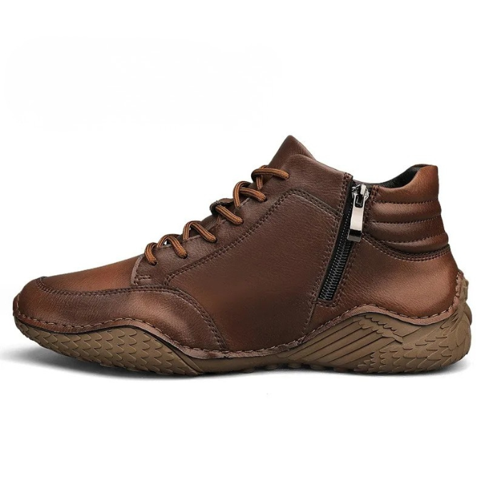 Full-Grain Leather Slip-On Shoes with Side Zipper