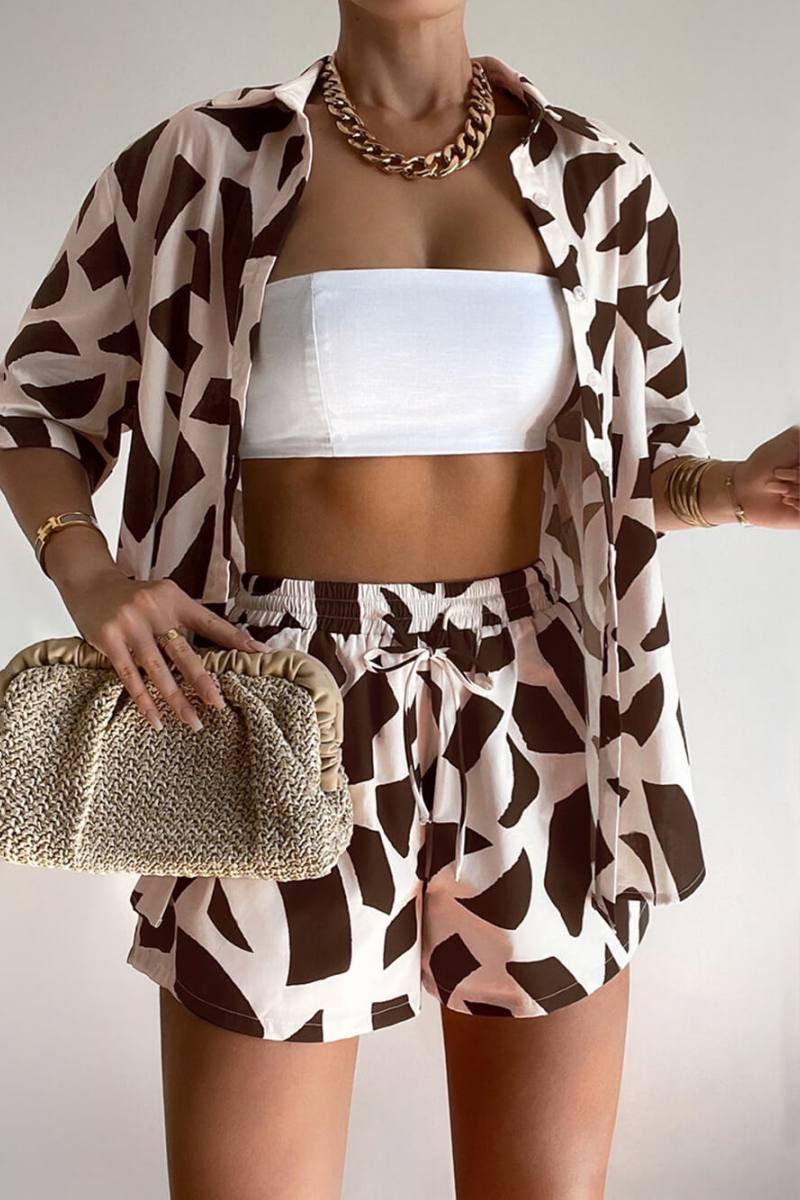 Distinctive Zebra Print Loose Shirt Shorts Set