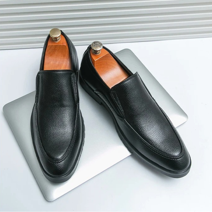 Loafers with Pebbled Texture