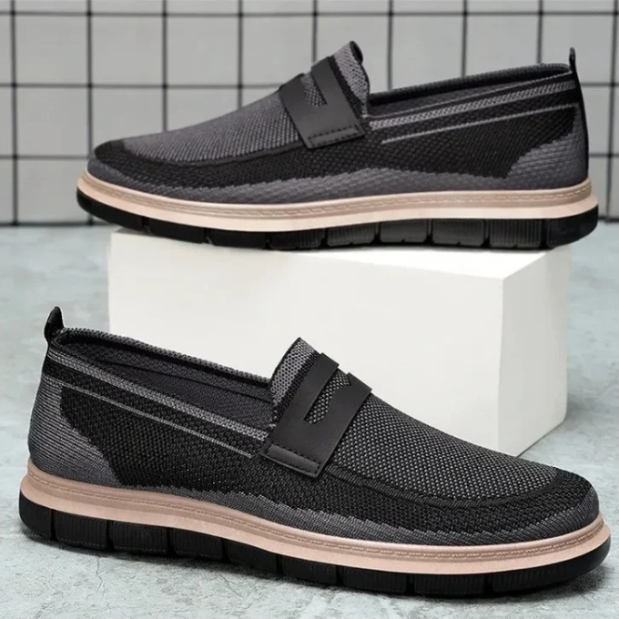 Knit Loafers with Woven Detail