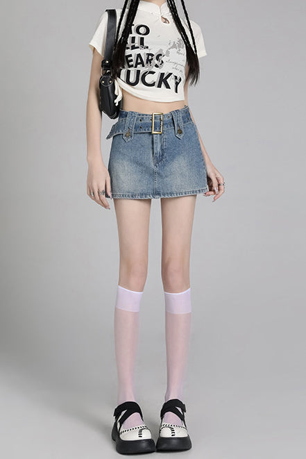 Modern Retro Hot Girl Denim Skirt