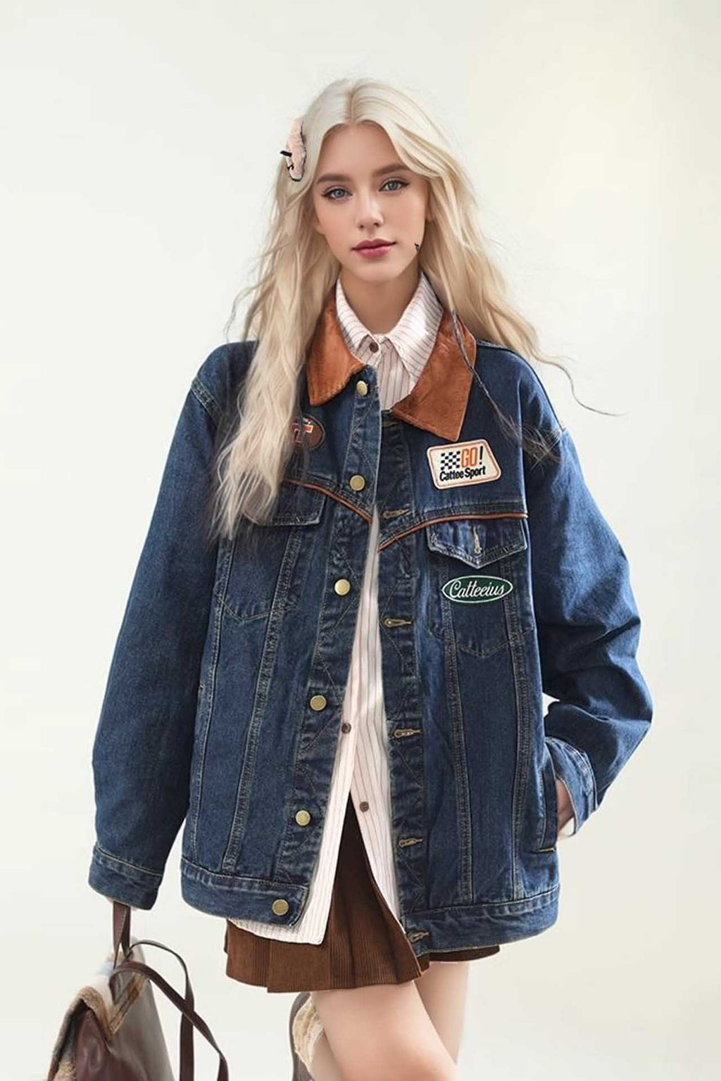 Modern Contrast Denim Work Jacket