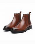 Polished Leather Chelsea Boots with Rubber Sole