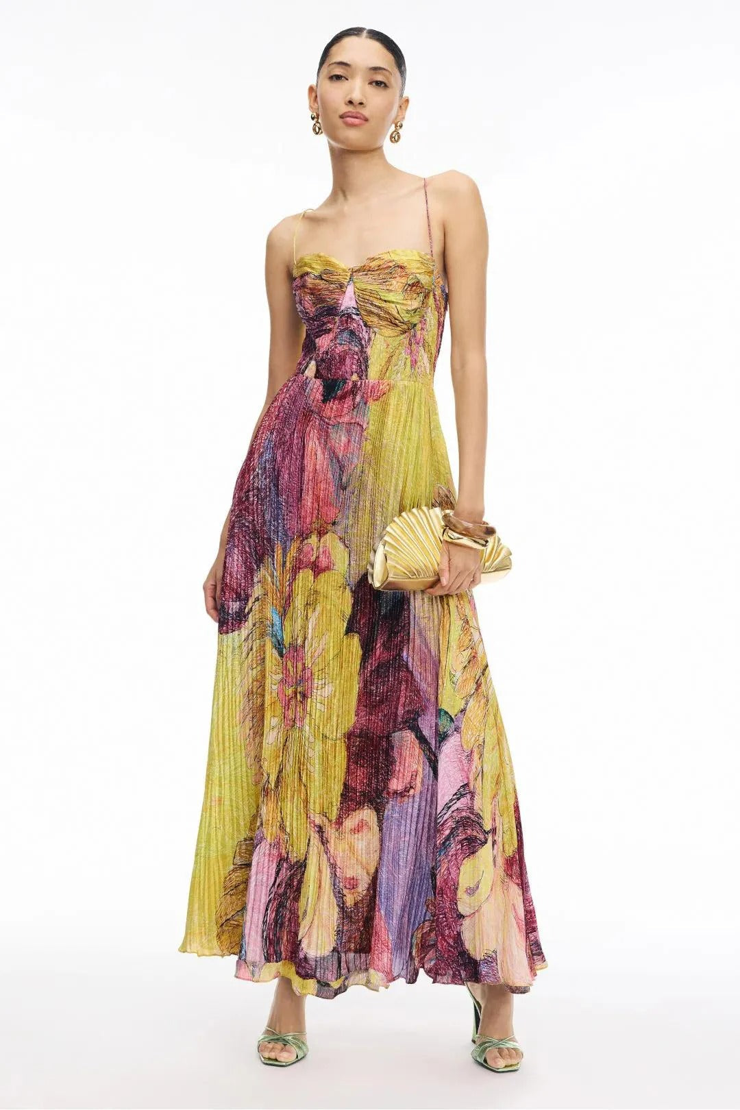 Kiara Multicolored Ikat Print Maxi-Length Dress