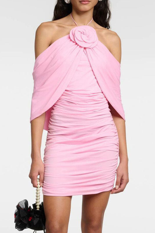 Summer Halter Fitted Mini-Length Dress