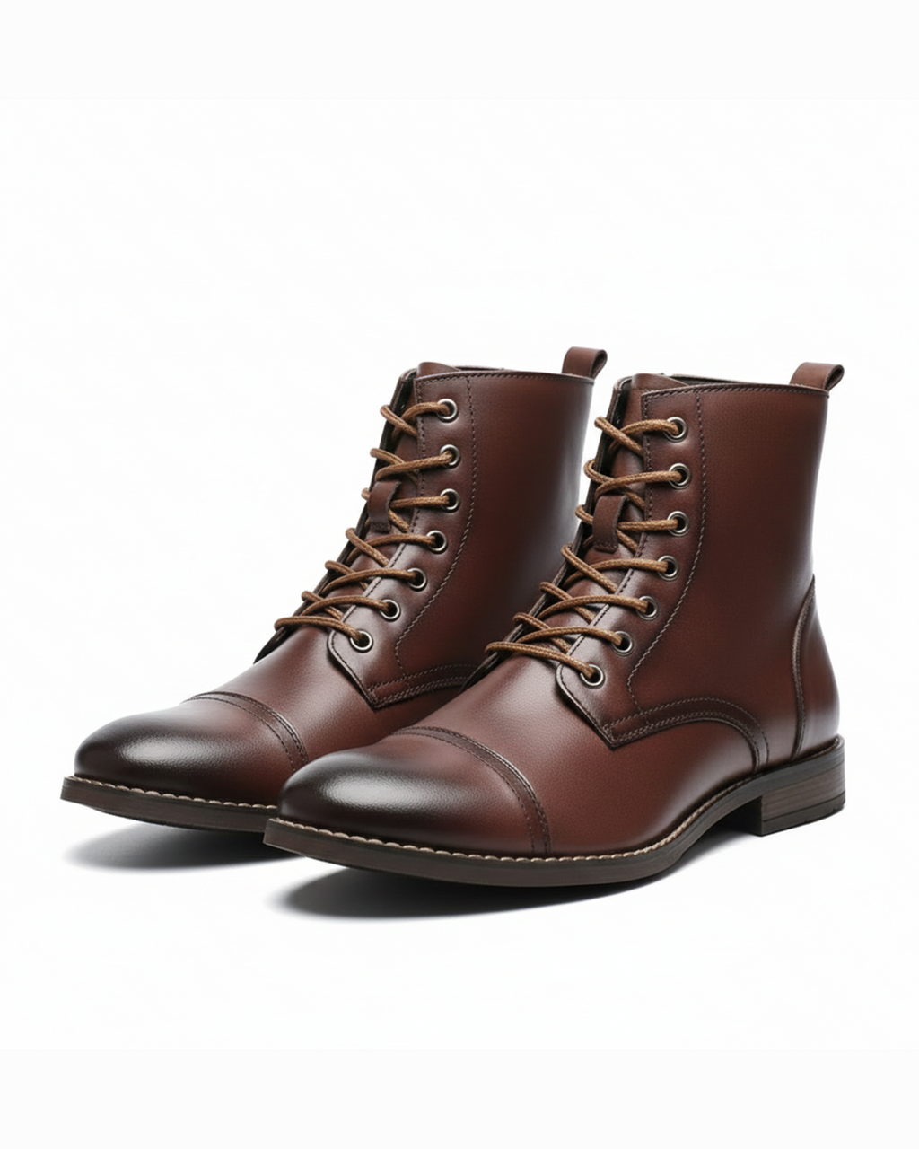 Burnished Full-Grain Leather Boots with Burnished Finish