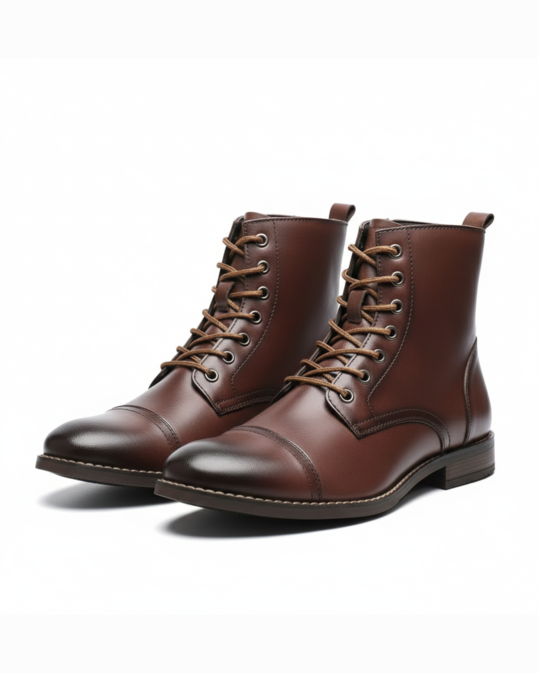 Burnished Full-Grain Leather Boots with Burnished Finish