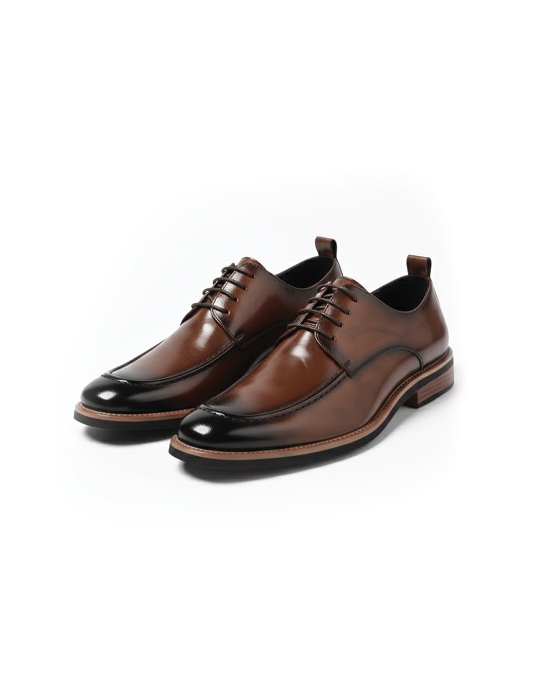 Burnished Leather Oxford Shoes with Burnished Finish