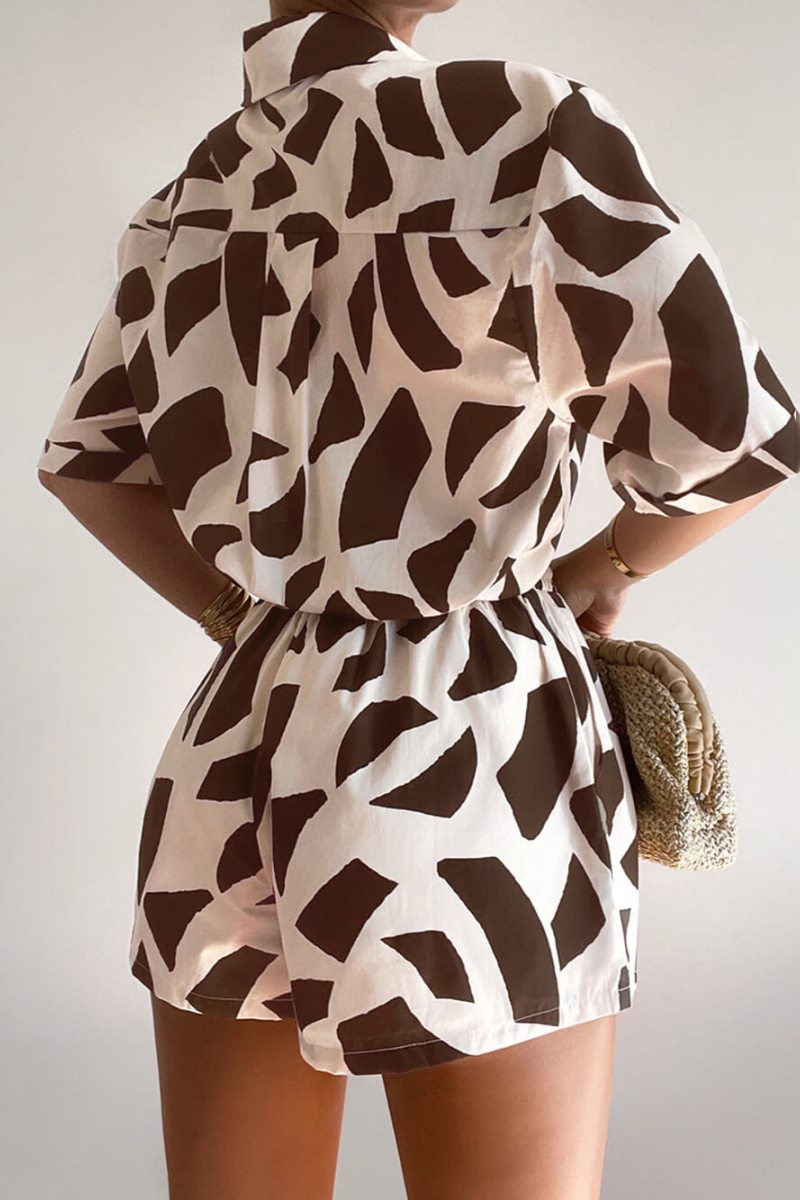 Distinctive Zebra Print Loose Shirt Shorts Set