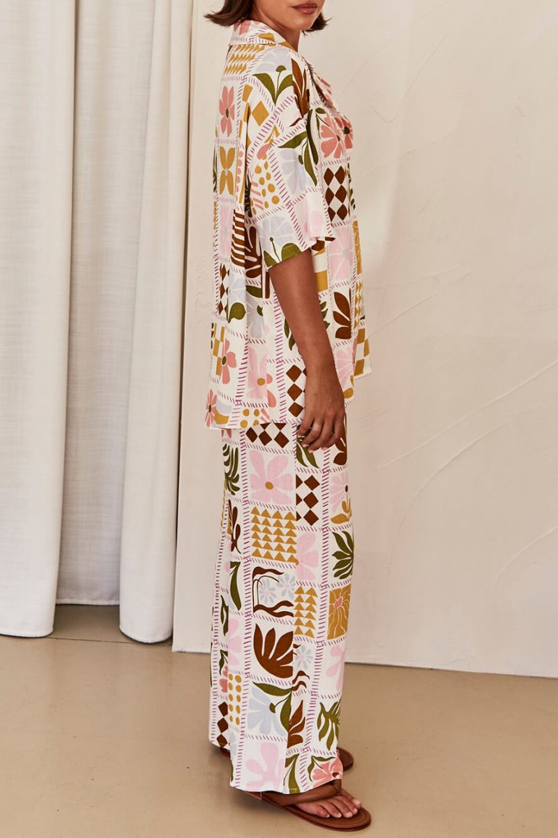 Sophisticated Loose-Fitting Distinctive Patterned Two-Pieces Set