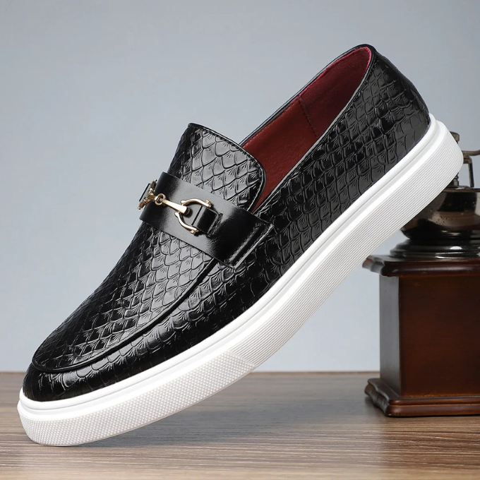 Leather Loafers with Embossed Texture
