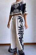 Modern Ethnic Print Loose Short-Sleeved Suit