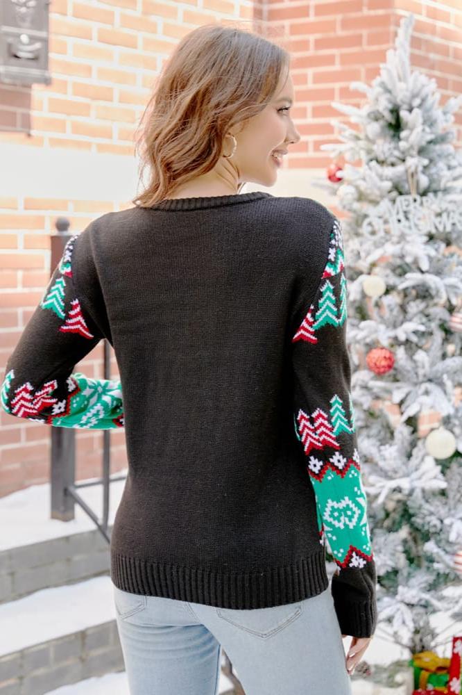 Modern Christmas Dinosaur Knit Sweater