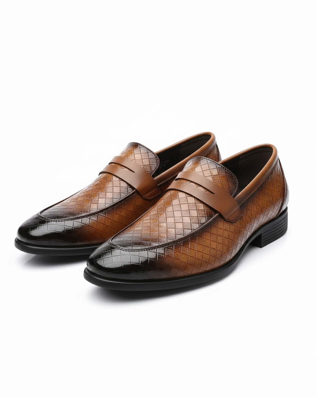 Polished Leather Loafers with Embossed Texture