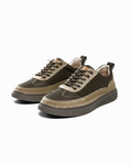 Leather Sneakers with Perforated Upper