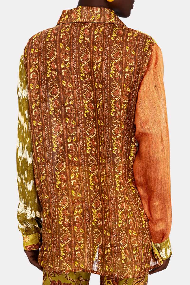 Distinctive Cliff Recycled Ethnic Print Button Top