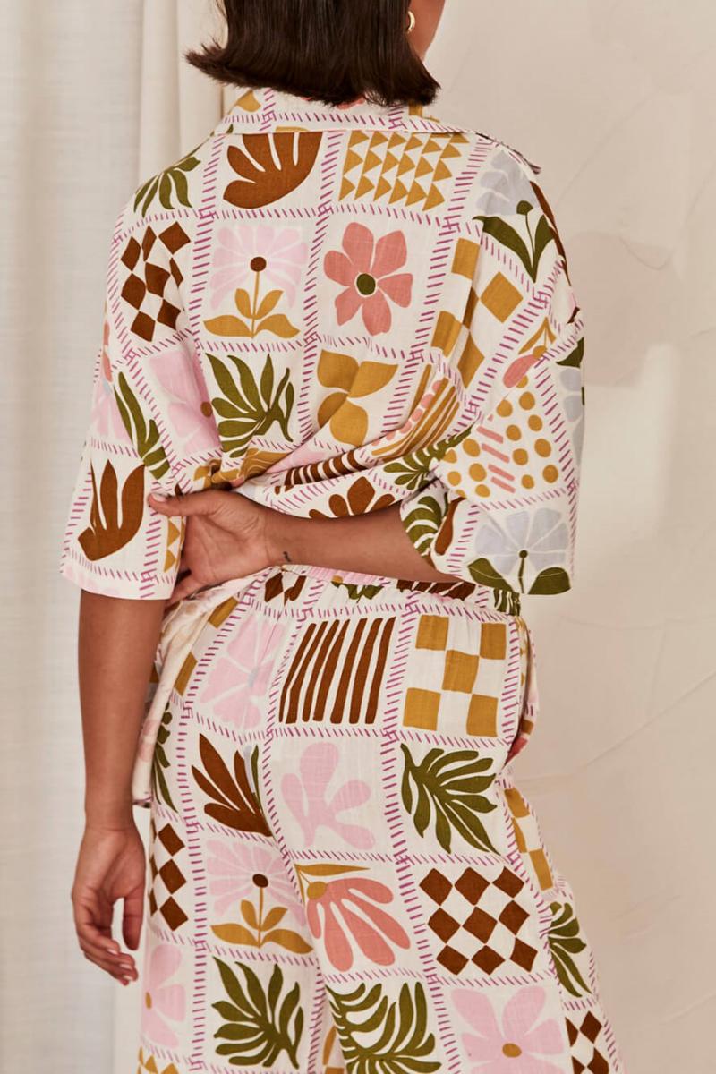 Sophisticated Loose-Fitting Distinctive Patterned Two-Pieces Set