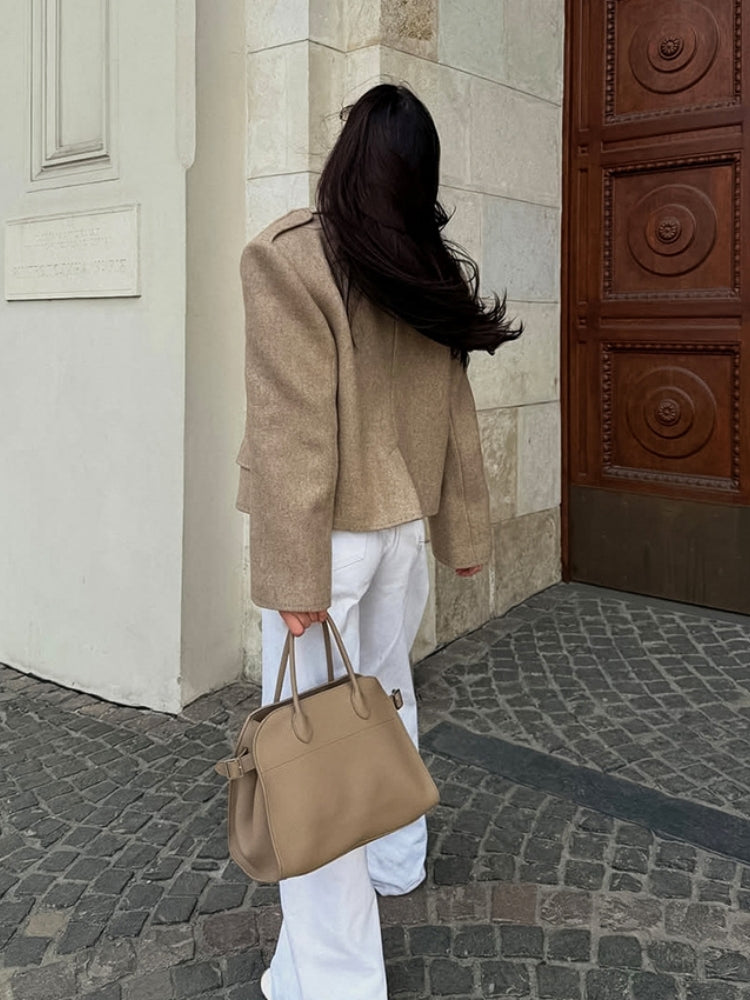 Oversized Jacket with Lapel Collar