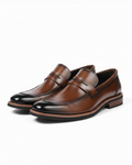 Polished Leather Penny Loafers with Penny Strap