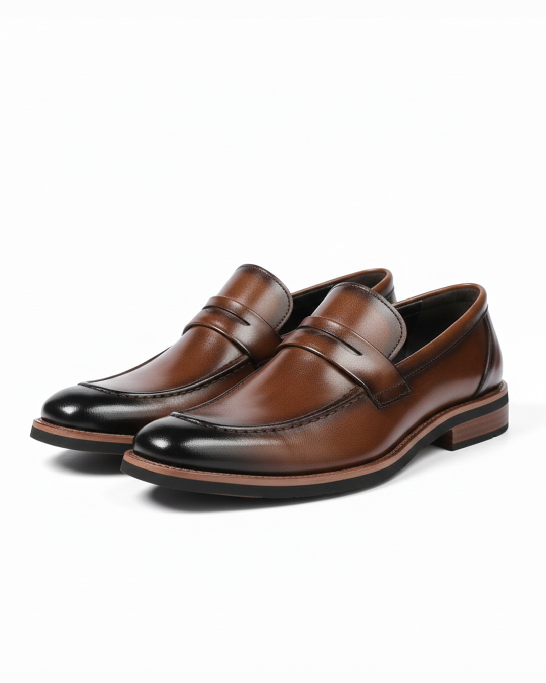 Polished Leather Penny Loafers with Penny Strap