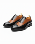 Polished Leather Shoes with Embossed Texture