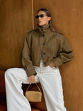 Coat with Lapel Collar, Button Closure and Long Sleeves