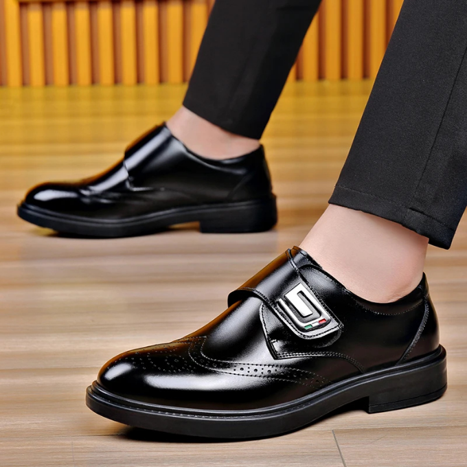 Polished Full-Grain Leather Shoes with Rubber Sole