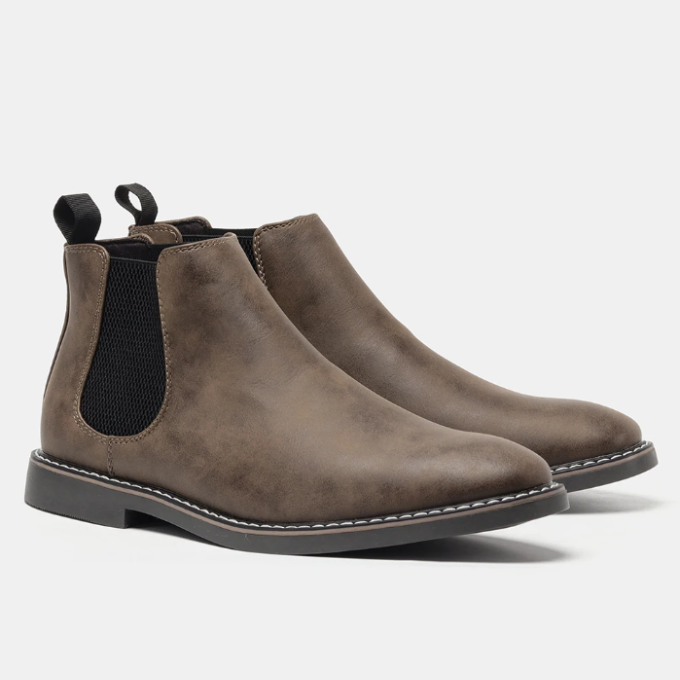 Leather Chelsea Boots with Shock-Absorbing Sole