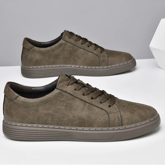 Leather Sneakers with Shock-Absorbing Sole