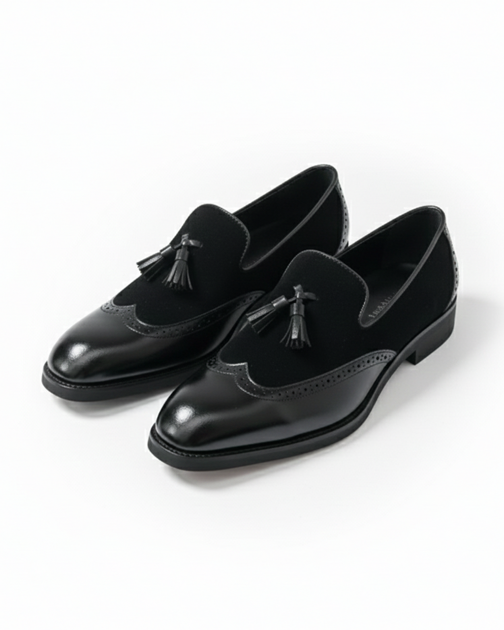 Polished Leather Loafers with Brogue Detailing