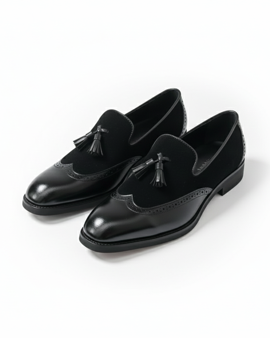Polished Leather Loafers with Brogue Detailing