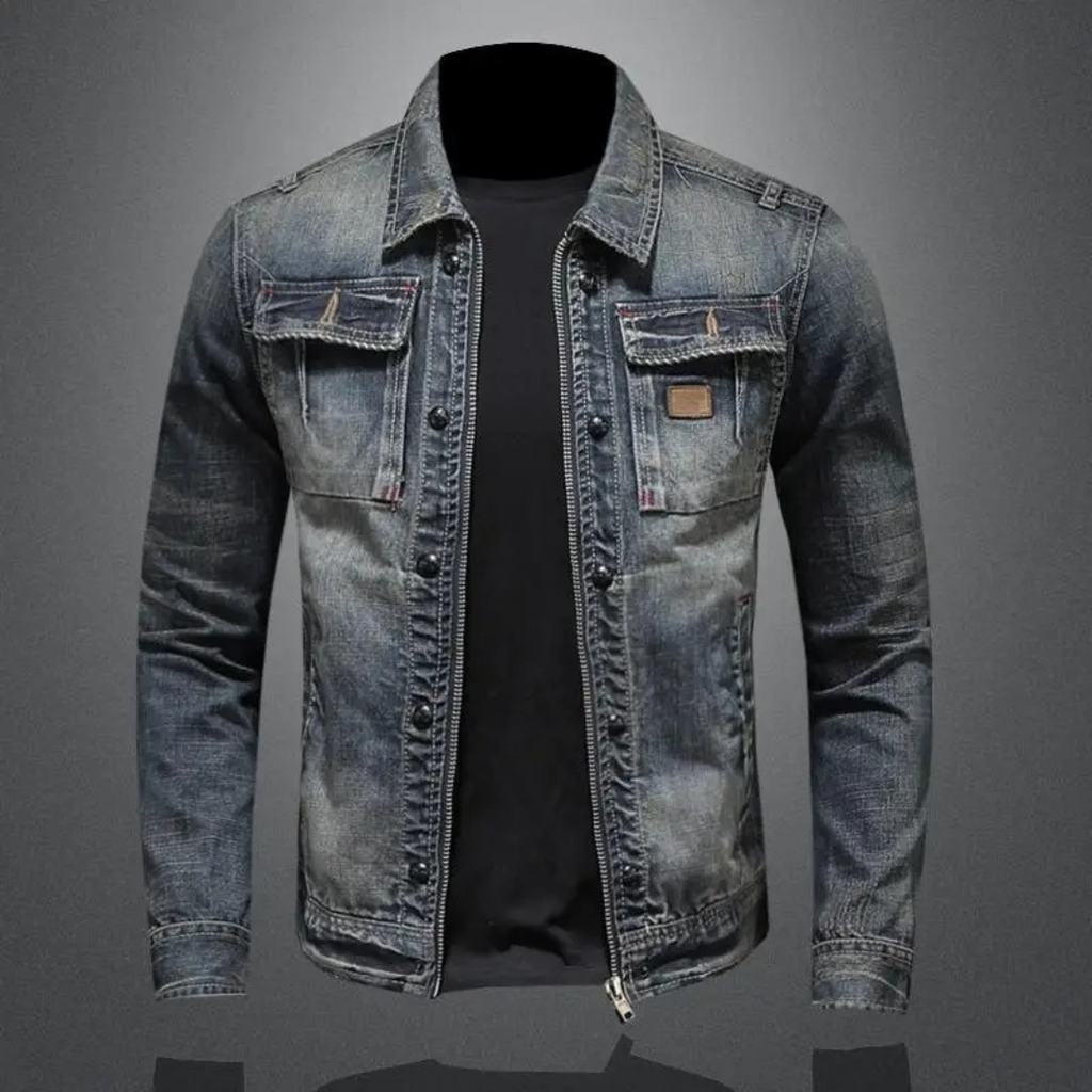 Warm Denim Jacket with Button Front