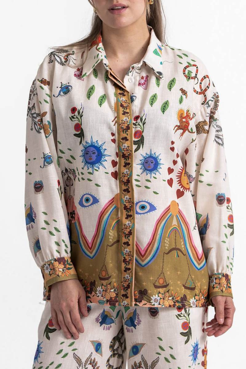Featured Ethnic Print Loose Oversize Trousers Set