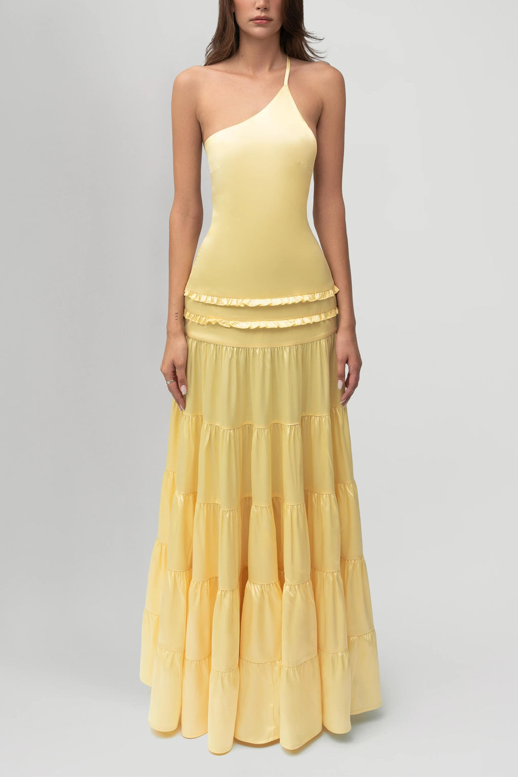 Athena Open-Back Pleated Maxi-Length Dress