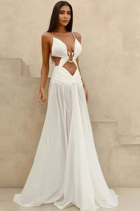 Midnight Veil Cut-Out Maxi-Length Dress