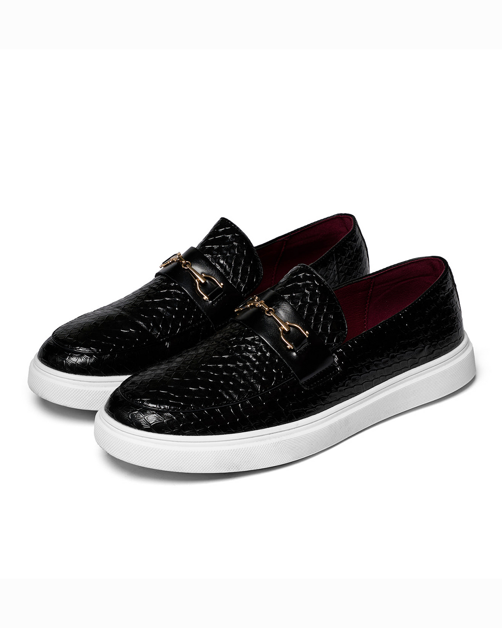 Leather Loafers with Embossed Texture