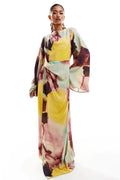 Modern Abstract Watercolor Print Ultra-Long Dress