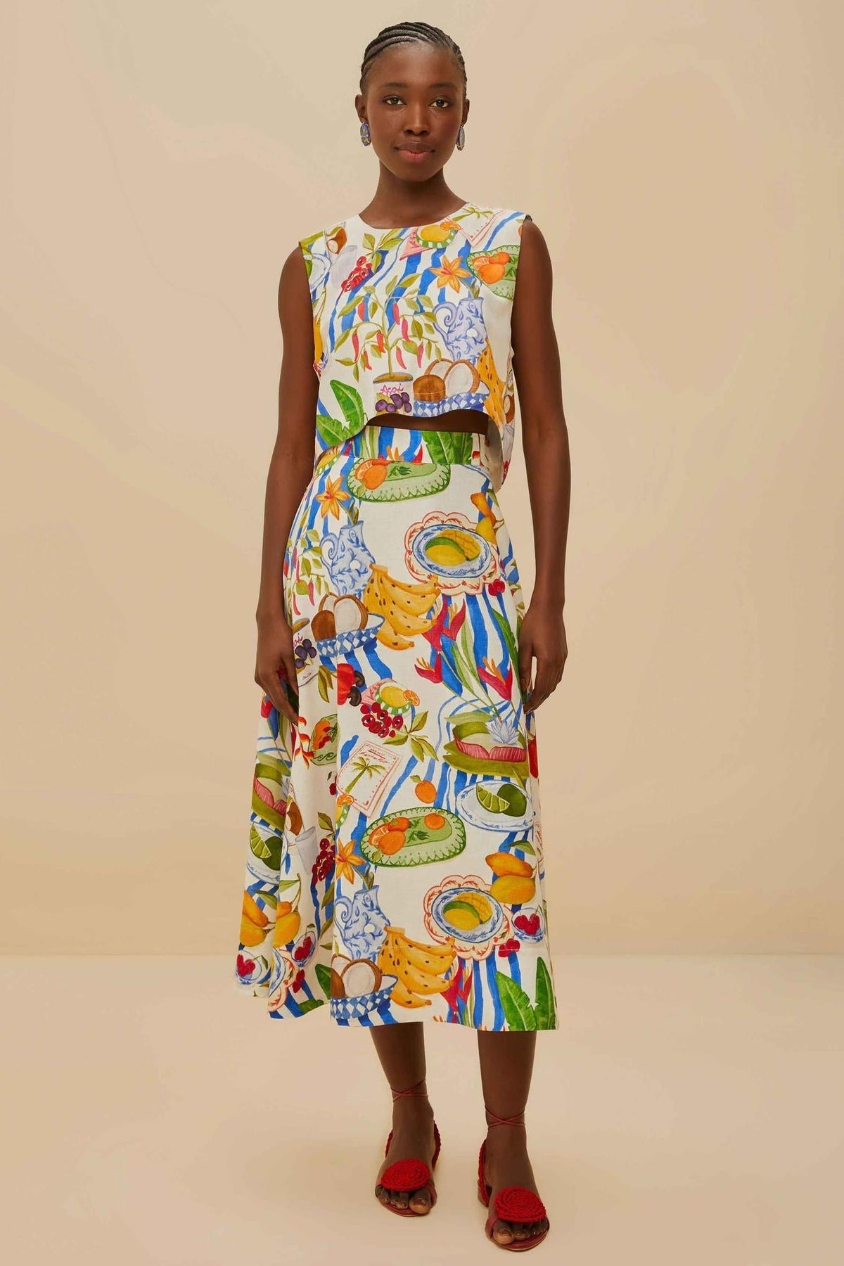 Coordinated Holiday Joy Fruit Color Skirt Set
