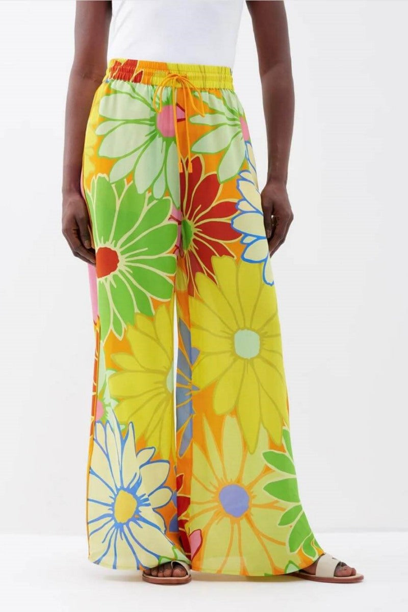 Fashion Flower Print Loose Wide-Leg Pant-Set