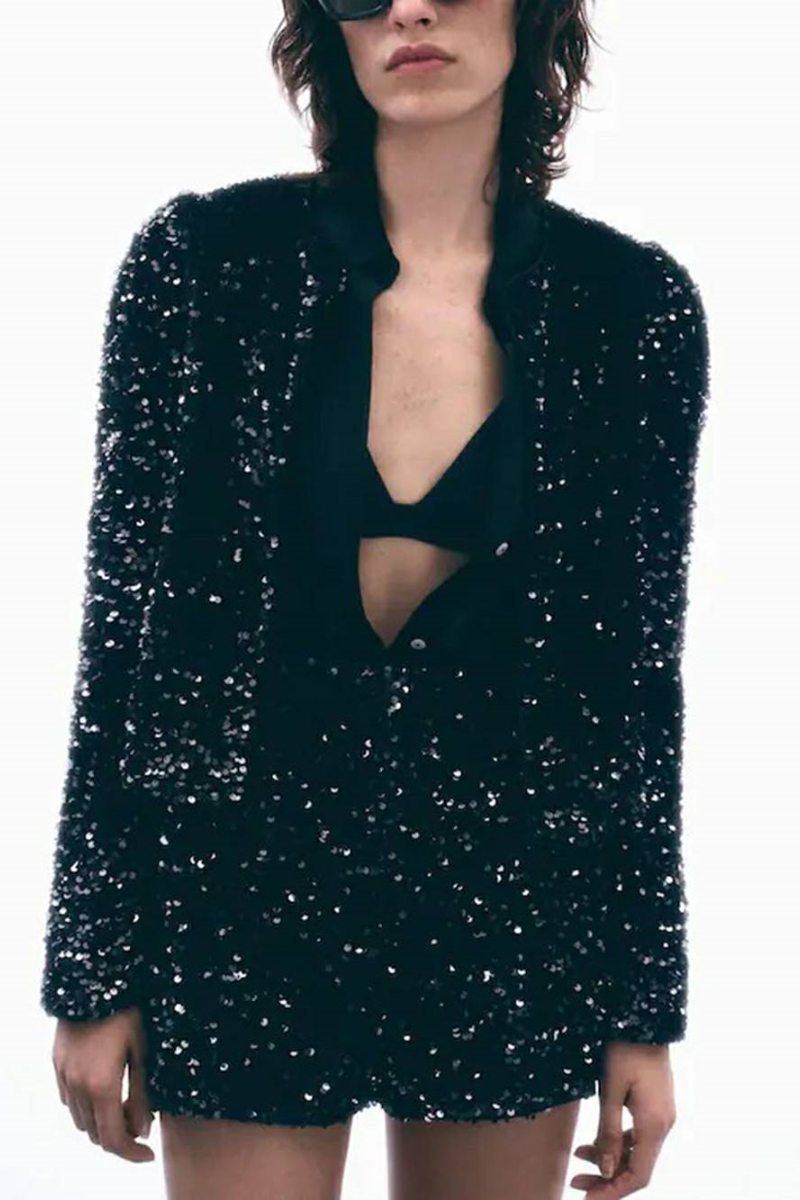 Sequined Embroidered Jacket & Shorts