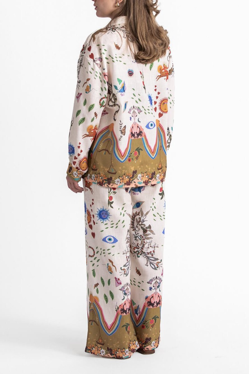 Featured Ethnic Print Loose Oversize Trousers Set