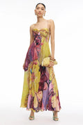 Kiara Multicolored Ikat Print Maxi-Length Dress
