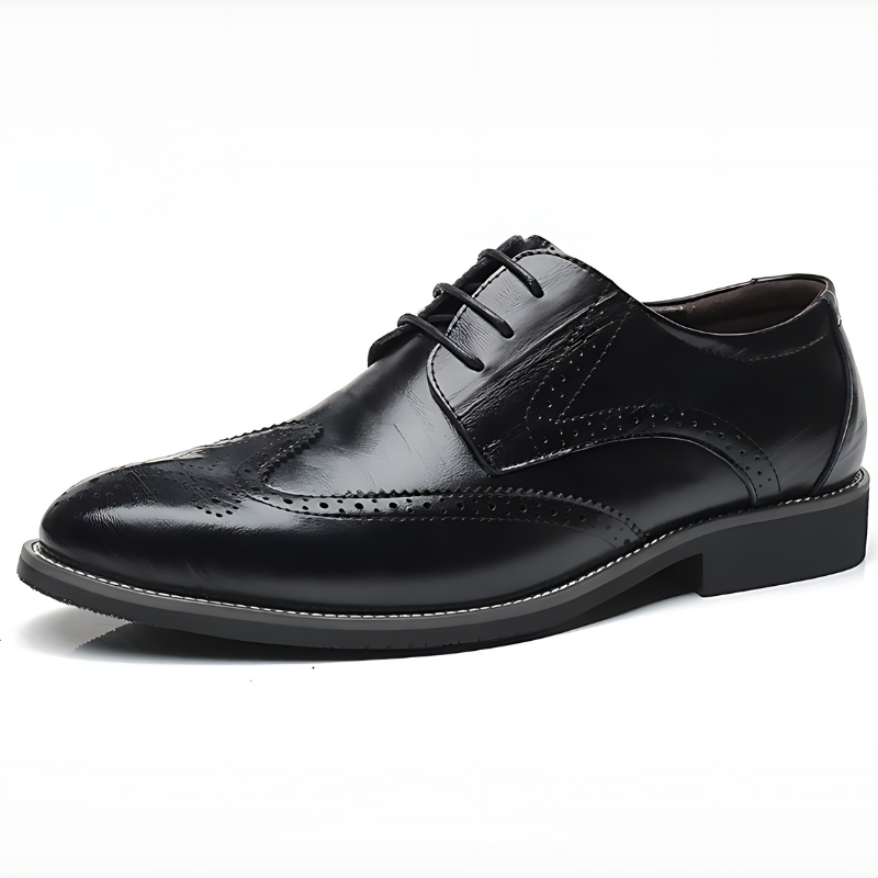 Cowhide Leather Oxford Shoes with Brogue Detailing
