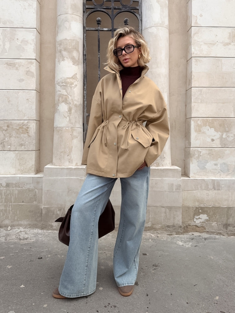 Mid-Length Jacket, Lightweight, with a Lapel Collar