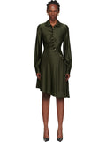 Asymmetric Satin Shirt Midi-Length Dress