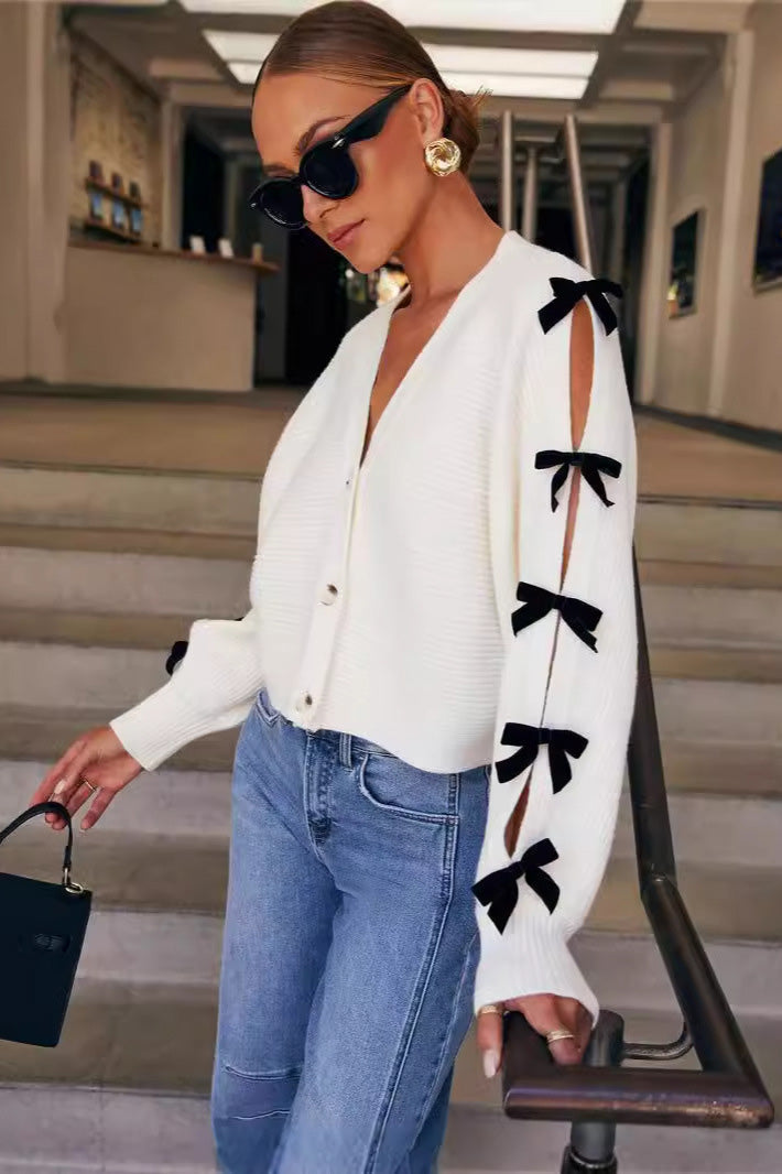 Bow Tie Chanel Style Knit Cardigan
